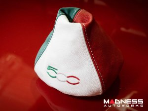 FIAT 500 Gear Shift Boot - Italian Colors Leather w/ 500 Logo FIAT 500 Gear Shift Boot - Italian Colors Leather w/ 500 Logo